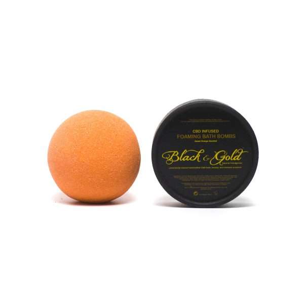 Black & Gold Natural Indulgence CBD Bath Bombs Sweet Orange- Single