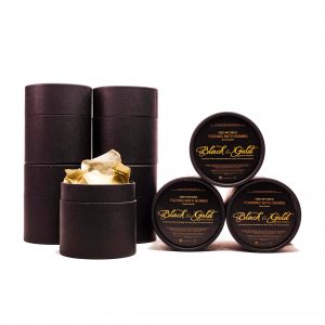 CBD Bath Bomb Packaging- Black & Gold Natural Indulgence CBD Cosmetics