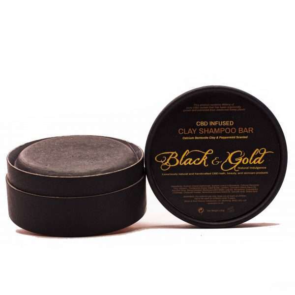 800mg Clay CBD Shampoo Bars: Black & Gold Natural Indulgence CBD Skincare