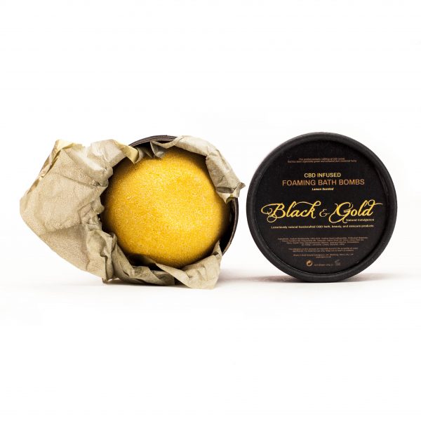 CBD Bath Bombs - Lemon - Black & Gold Natural Indulgence CBD Cosmetics