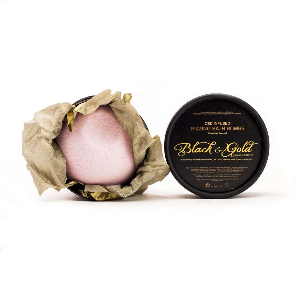 CBD Bath Bombs - Palmarosa - Black & Gold Natural Indulgence CBD Cosmetics