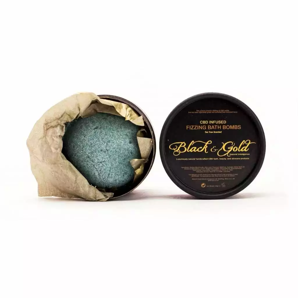 CBD Bath Bombs - Tea Tree - Black & Gold Natural Indulgence CBD Cosmetics