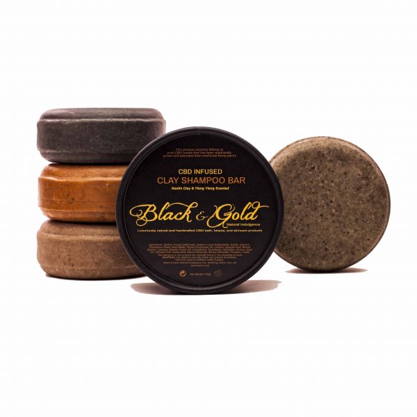 CBD Haircare: Clay CBD Shampoo Bars: Black & Gold Natural Indulgence CBD Skincare