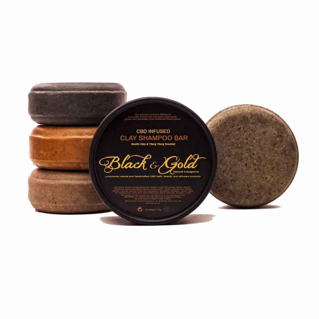Black & Gold Natural Indulgence CBD Hair Care Products
